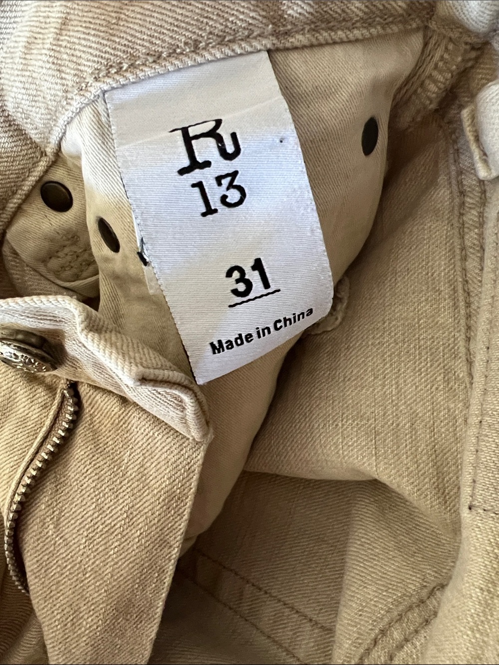 R13 Boyfriend Jeans - Harlyn Khaki Casual Japanese Denim size 31 - Picture 4 of 12